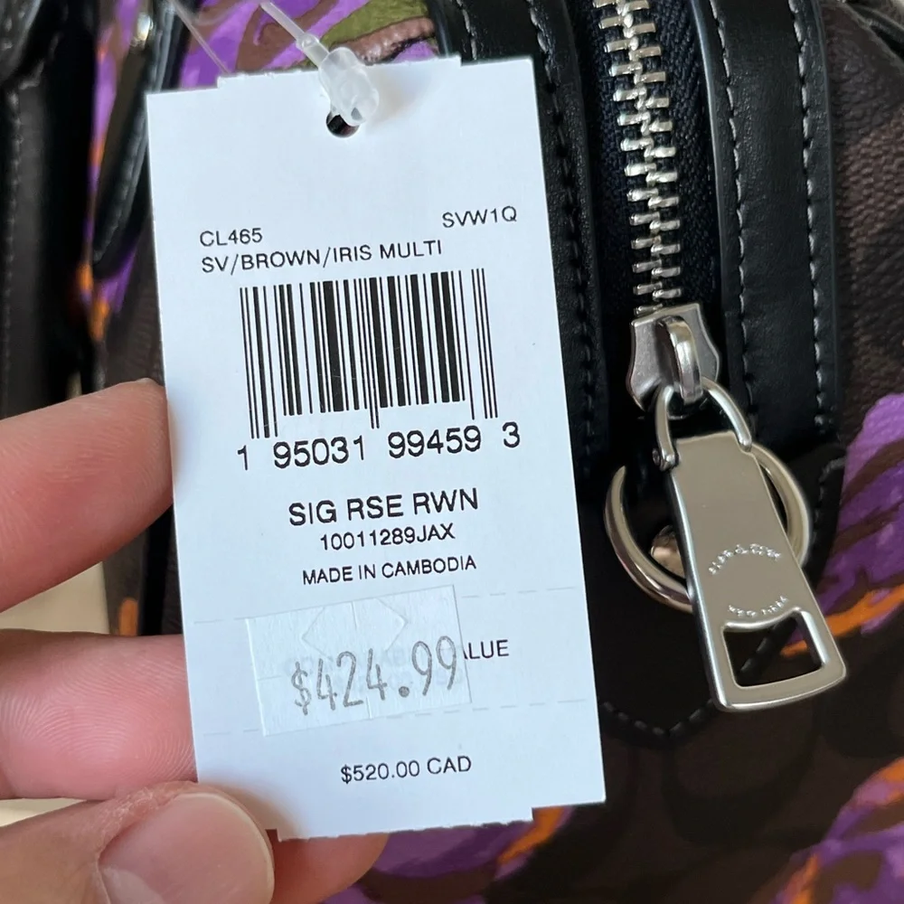 ✅Coach Rowan Satchel In Signature Rose Print - Picture 7 of 12